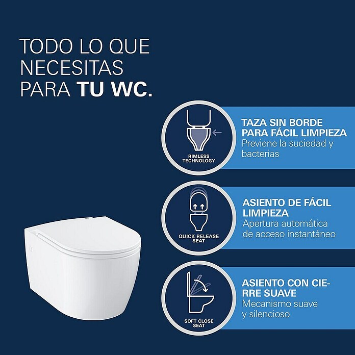 Grohe Set WC suspendido Start Round (Sin borde de descarga, Blanco) | BAUHAUS