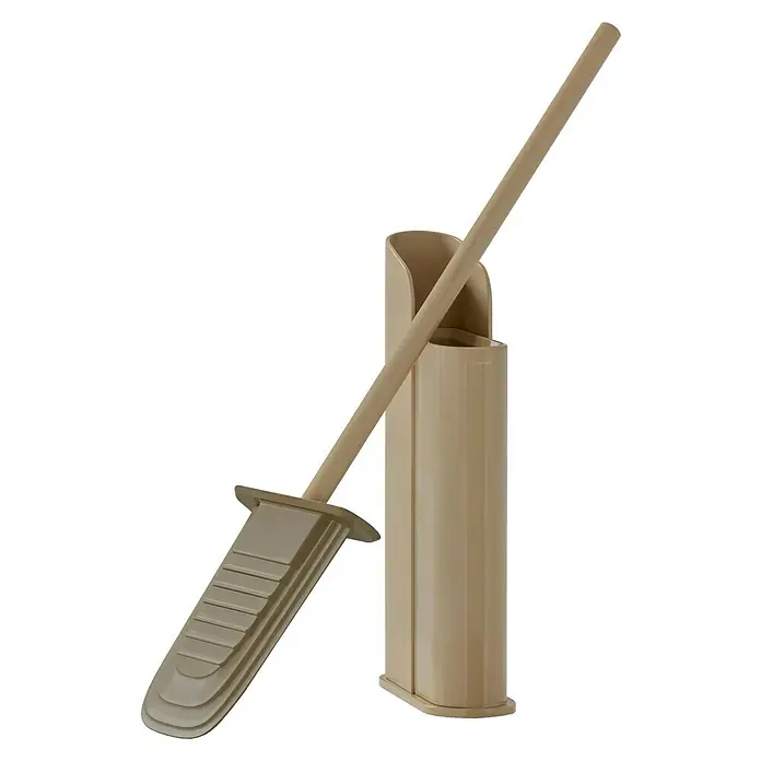 Cosmic Escobillero de suelo y pared Slim - Silicona, Sand - Escobilla de baño y soporte de plástico beige. Un accesorio práctico e higiénico para cualquier baño.