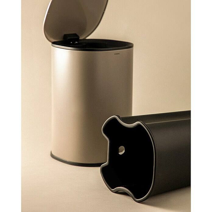 Cosmic Cubo de basura de baño Essentials (5 l, Metal, Sand) | BAUHAUS