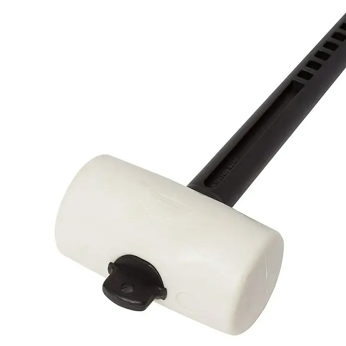 Gummihammer - Kunststoff, Durchmesser Kopf: 55 mm - Ein weißer Gummihammer mit schwarzem Griff für schonendes Hämmern. Ideal für empfindliche Oberflächen, um Beschädigungen zu vermeiden.