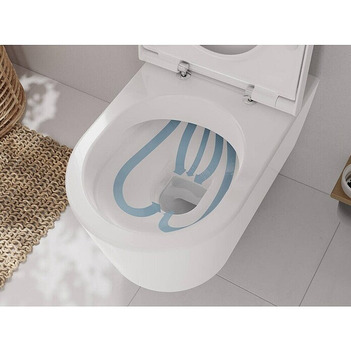 Hansgrohe Wandtoilet-combinatie EluPura S 540 (Zonder spoelrand, Met antibacteriële glazuur, Spoelvorm: Diep, Wit) | BAUHAUS