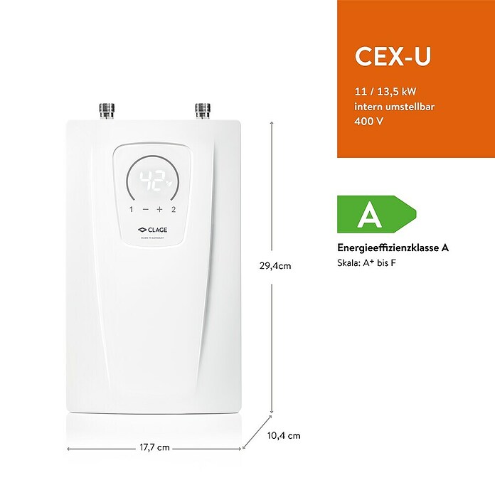 Clage Pretočni grelnik CEX-U  (Elektronsko, Odporno na pritisk) | Pretočni grelniki vode | Sanitarna inštalacija | Kopalnica in sanitarije | Izdelki | BAUHAUS