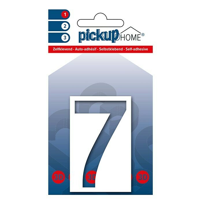 Pickup 3D Home Huisnummer (Hoogte: 6 cm, Motief: 7, Wit, Kunststof, Zelfklevend)
