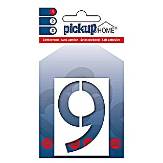 Pickup 3D Home Huisnummer Milan (Hoogte: 6 cm, Motief: 9, Wit, Kunststof, Zelfklevend)