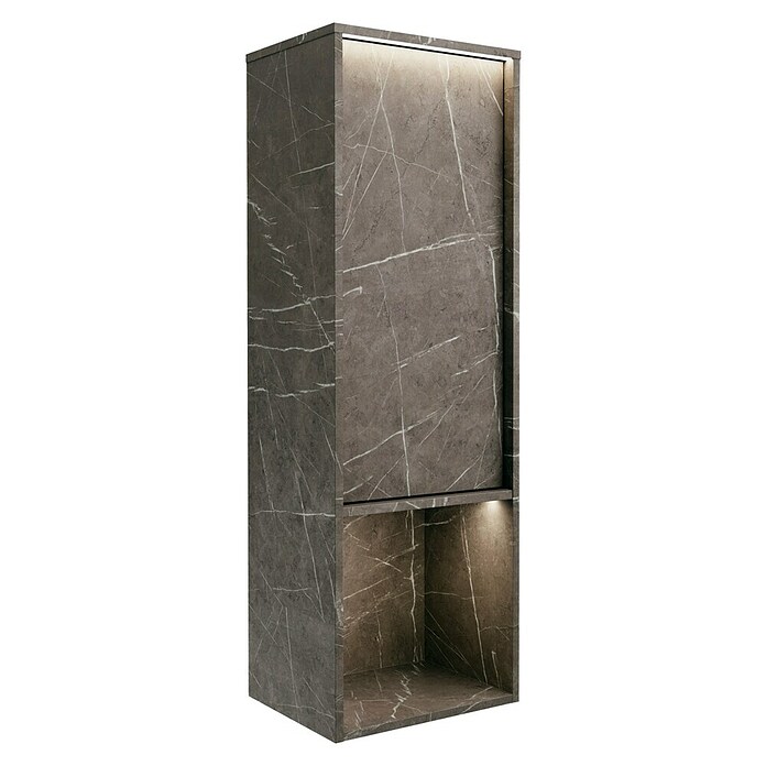 Lanzet Dune Midischrank (B x T x H: 40,3 x 32,5 x 121,6 cm, Grau-Marmor, DIN Anschlag: Rechts) | BAUHAUS