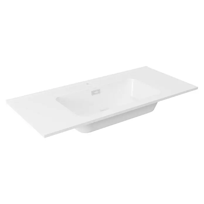 Lanzet Dune Einbauwaschbecken - 101 x 46,5 cm, Weiß - Ein moderner, weißer Waschtisch mit integriertem Becken. Das minimalistische Design verleiht jedem Badezimmer Eleganz und Funktionalität.
