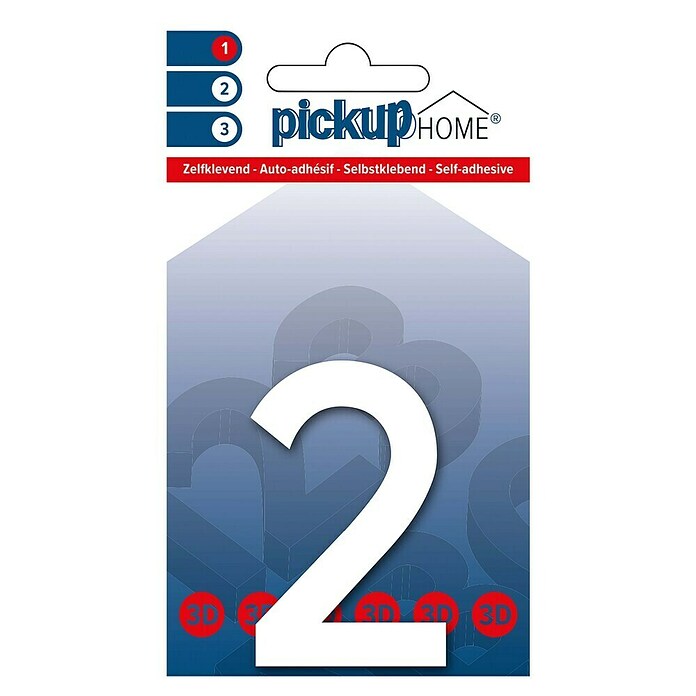 Pickup 3D Home Hausnummer (Höhe: 6 cm, Motiv: 2, Weiß, Kunststoff, Selbstklebend)