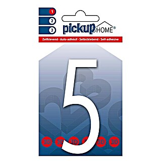 Pickup 3D Home Kućni broj Oslo (Visina: 9 cm, Motiv: 5, Bijele boje, Plastika, Samoljepljivo)