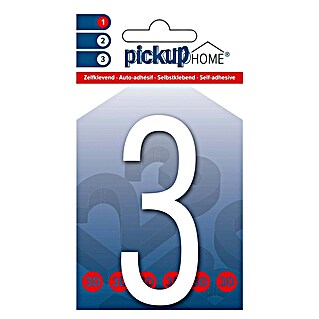 Pickup 3D Home Kućni broj Oslo (Visina: 9 cm, Motiv: 3, Bijele boje, Plastika, Samoljepljivo)