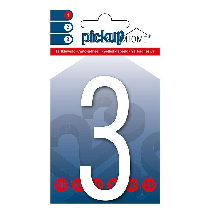 Pickup 3D Home Hausnummer Oslo (Höhe: 9 cm, Motiv: 3, Weiß, Kunststoff, Selbstklebend)