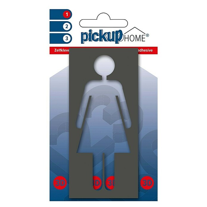 Pickup 3D Home Toiletsticker Frame (Motief: Dames, Grijs, Hoogte: 10 cm)
