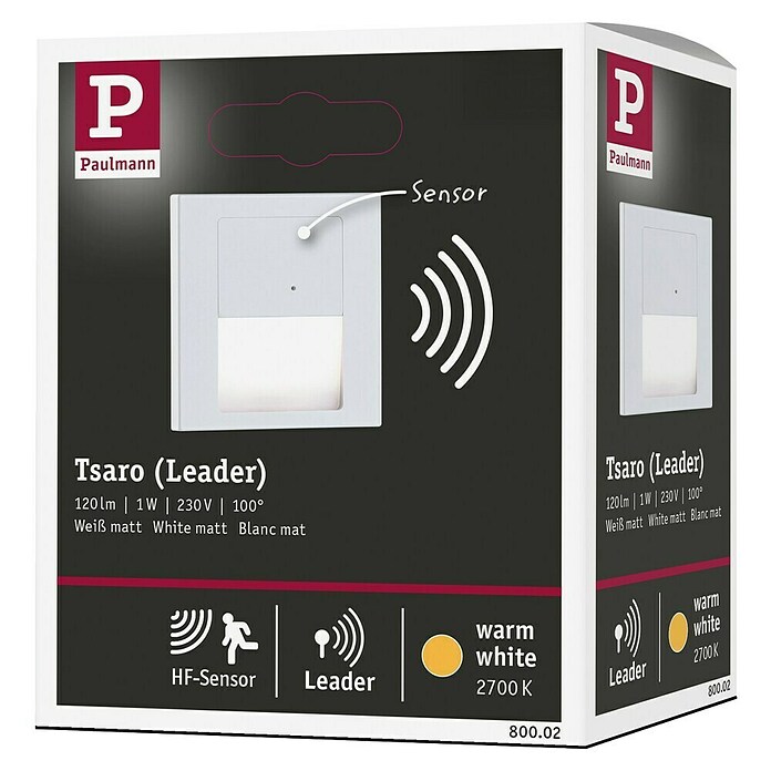 Paulmann Aplique de pared LED Tsaro Leader (L x An x Al: 3,6 x 8 x 8 cm, Blanco cálido, Blanco Mate) | BAUHAUS