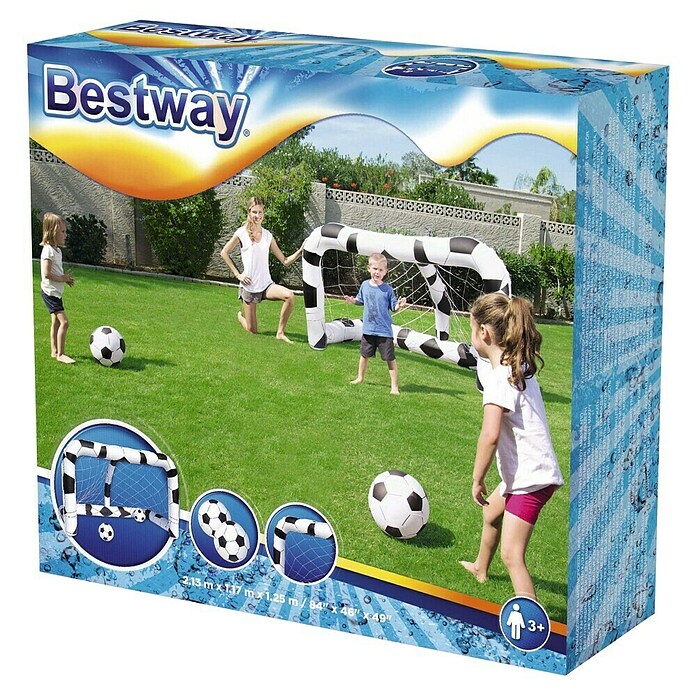 Bestway Voetbaldoel opblaasbaar (117 x 213 x 125 cm, Wit / Zwart) | BAUHAUS