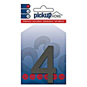 Pickup 3D Home Huisnummer (Hoogte: 6 cm, Motief: 4, Grijs, Kunststof, Zelfklevend)
