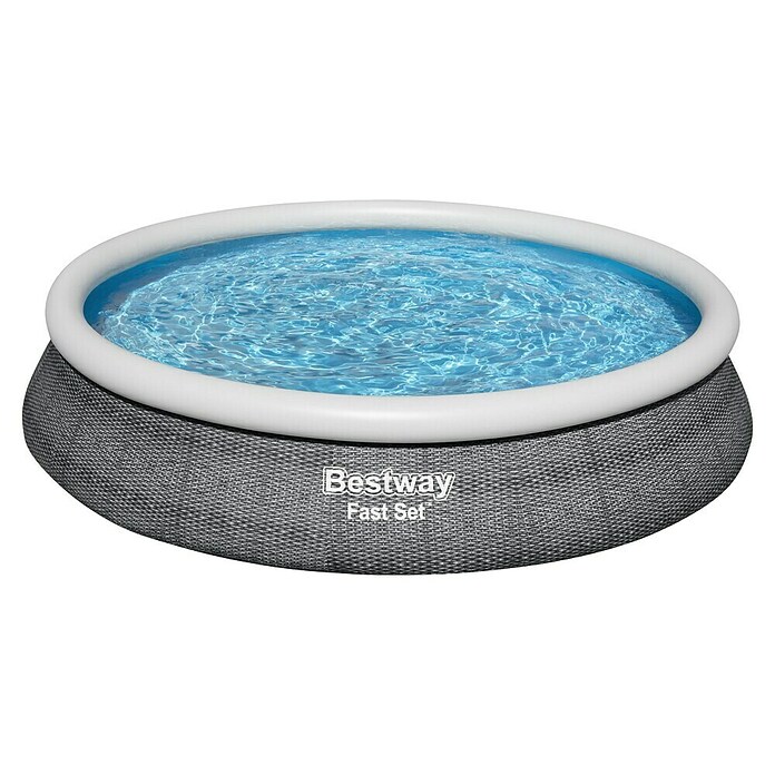 Bestway Opblaasbaar zwembad Fast Set rond Rotan 457 (Ø x h: 457 x 84 cm, Grijs, 9.677 l) | BAUHAUS
