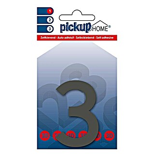 Pickup 3D Home Hausnummer Rio (Höhe: 6 cm, Motiv: 3, Grau, Kunststoff, Selbstklebend)