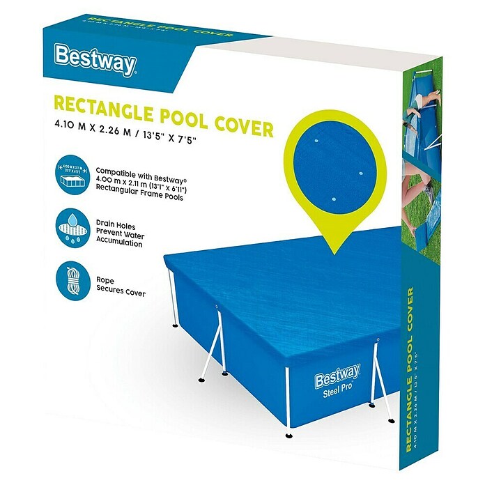 Bestway Afdekzeil voor zwembaden Steel Pro rechthoek 400 (l x b: 410 x 226 cm, Materiaal: Kunststof) | BAUHAUS
