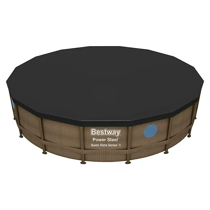 Bestway Pool-Abdeckplane - Durchmesser: 493 cm, Material: Kunststoff - Bestway Power Steel Swim Vista Series II Pool mit Abdeckung. Dieser Pool bietet eine stilvolle und robuste Option für sommerlichen Badespaß im Garten.