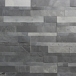 Alfistick Verblendstein 3D selbstklebend (15 x 60 cm, Stärke: 4 mm - 5 mm, Slate Black, Matt)