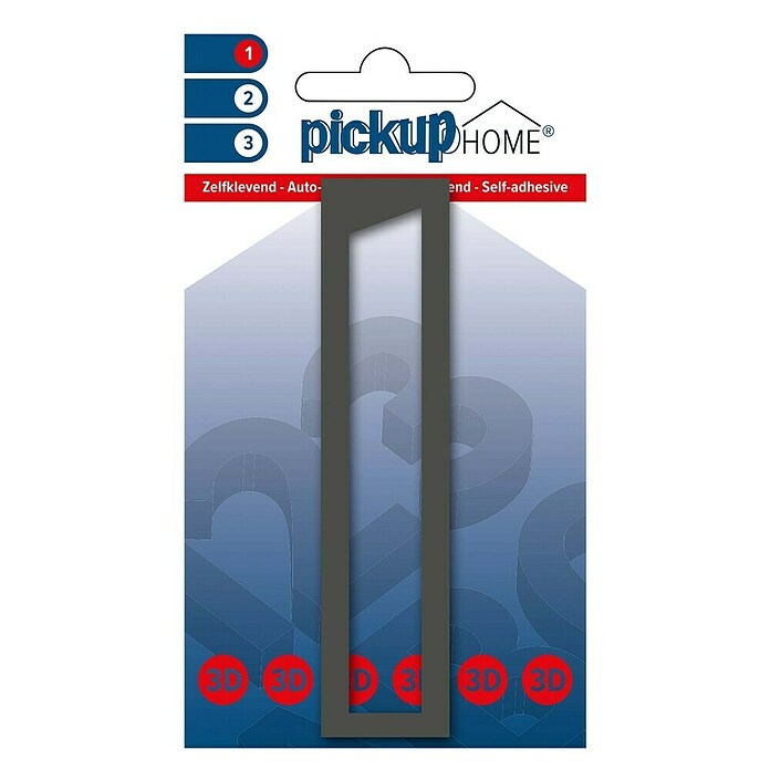 Pickup 3D Home Huisnummer (Hoogte: 10 cm, Motief: 1, Grijs, Kunststof, Zelfklevend)