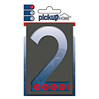 Pickup 3D Home Huisnummer Milan (Hoogte: 10 cm, Motief: 2, Grijs, Kunststof, Zelfklevend)