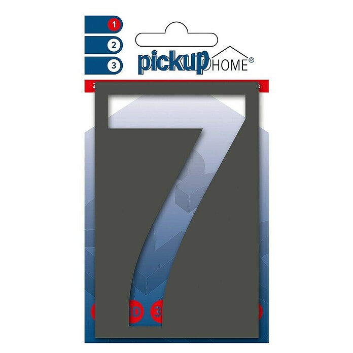 Pickup 3D Home Huisnummer (Hoogte: 10 cm, Motief: 7, Grijs, Kunststof, Zelfklevend)