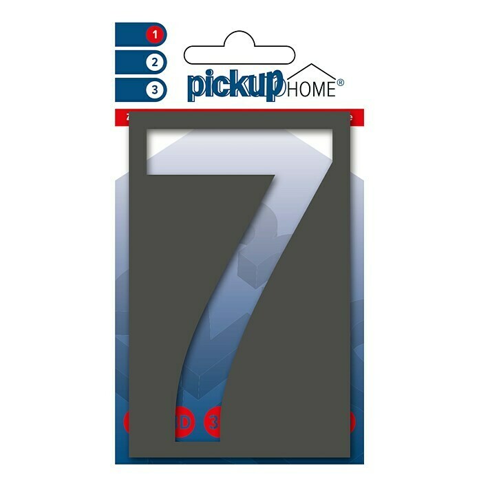 Pickup 3D Home Huisnummer (Hoogte: 10 cm, Motief: 7, Grijs, Kunststof, Zelfklevend)