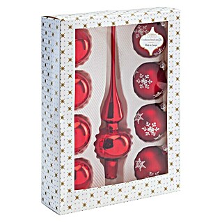 Weihnachtskugeln Set mit Spitze (Rot, Glas, Durchmesser: 6 cm, 8 Stk.)