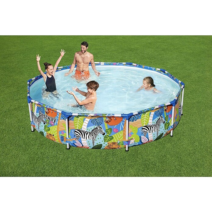 Bestway Opzetzwembad Steel Pro rond Jungle 305 (Ø x h: 305 x 66 cm, Meerkleurig, 4.062 l) | BAUHAUS