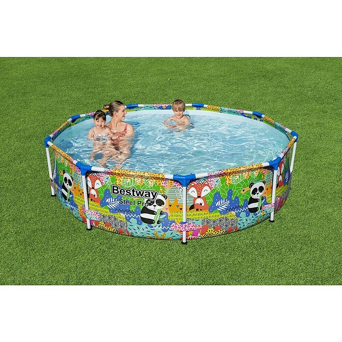 Bestway Opzetzwembad Steel Pro rond Dieren 274 (Ø x h: 274 x 66 cm, Meerkleurig, 3.221 l) | BAUHAUS