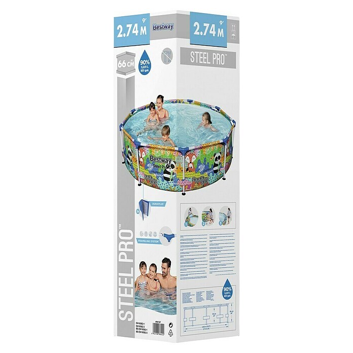 Bestway Opzetzwembad Steel Pro rond Dieren 274 (Ø x h: 274 x 66 cm, Meerkleurig, 3.221 l) | BAUHAUS