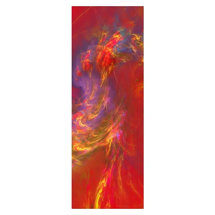 Ximax Designheizkörper - B x H: 599 x 1.800 mm, Wärmeleistung bei Vorlauftemperatur von 75 °C (D: 50): 893 W, Abstrakt Rot - Lebendiges abstraktes Muster aus wirbelnden Rot-, Gelb-, Orange- und Violetttönen, ähnlich Feuer oder kosmischen Nebeln.