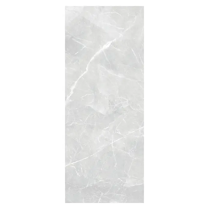 SanDesign Duschrückwandmuster - 17,5 cm x 7 cm x 3 mm, Frost Marble - Hellgraue Marmorplatte mit feiner weißer Äderung.