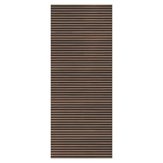 SanDesign Duschrückwandmuster - 17,5 cm x 7 cm x 3 mm, Scandi Dark Stripe - Braunes akustisches Wandpaneel aus Holzlamellen.