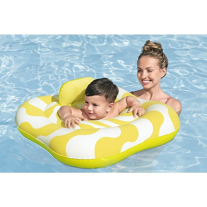 Bestway Zwemzitje Comfort Wavy Square Ring (Geel / Wit, 4 luchtkamers) | BAUHAUS