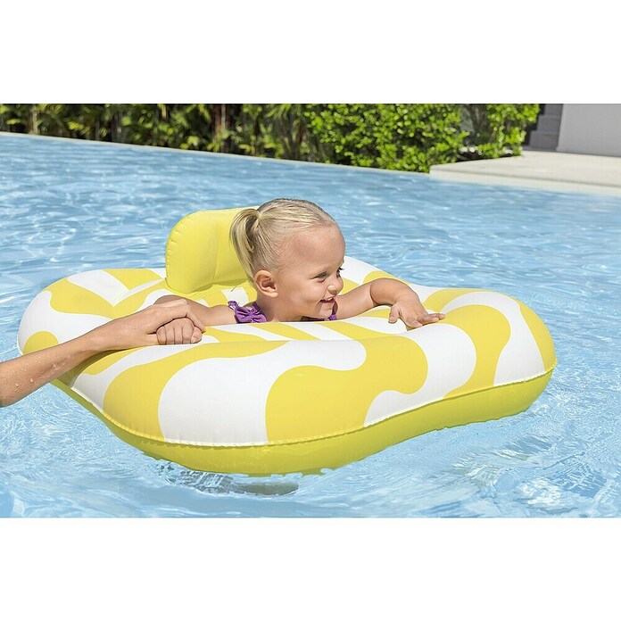 Bestway Zwemzitje Comfort Wavy Square Ring (Geel / Wit, 4 luchtkamers) | BAUHAUS