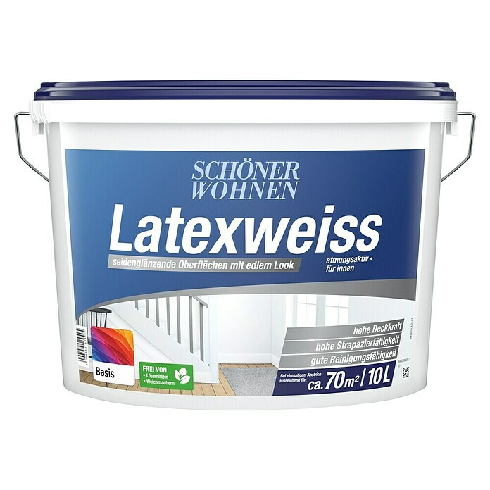 Schöner Wohnen Latexfarbe Latexweiß Basis 1 (Basismischfarbe, 10 l, Seidenglänzend)