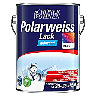 SCHÖNER WOHNEN-Farbe Mix Weißlack Polarweiß zum Mischen lassen (Basismischfarbe 4, Glänzend, 2,5 l, Wasserbasiert)
