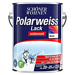 SCHÖNER WOHNEN-Farbe Mix Weißlack Polarweiß zum Mischen lassen (Basismischfarbe 1, Seidenmatt, 2,5 l, Wasserbasiert)