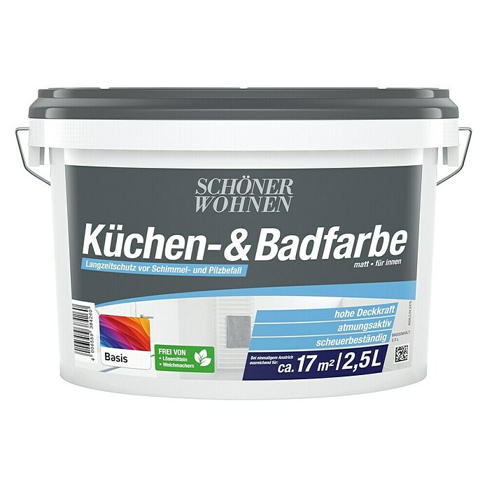 SCHÖNER WOHNEN-Farbe Mix Wandfarbe Küchen- & Badfarbe zum Mischen lassen (Basismischfarbe 2, Matt, 2,5 l, Lösemittelfrei) | BAUHAUS
