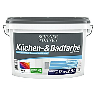 SCHÖNER WOHNEN-Farbe Mix Wandfarbe Küchen- & Badfarbe zum Mischen lassen (Basismischfarbe 4, Matt, 2,5 l, Lösemittelfrei)