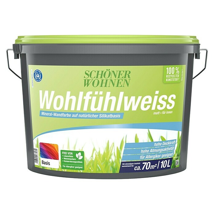 Schöner Wohnen Wandfarbe (Basismischfarbe, 10 l, Matt)