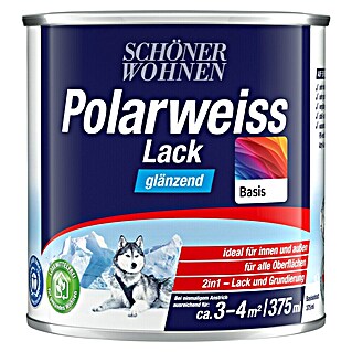SCHÖNER WOHNEN-Farbe Mix Weißlack Polarweiß zum Mischen lassen (Basismischfarbe 1, Glänzend, 375 ml, Wasserbasiert)
