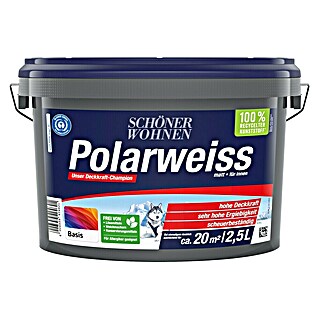 SCHÖNER WOHNEN-Farbe Mix Wandfarbe Polarweiß zum Mischen lassen (Basismischfarbe 2, Matt, 2,5 l, Konservierungsmittelfrei)