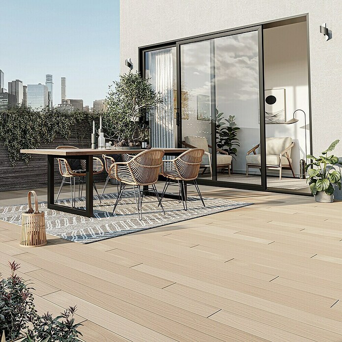 Dioco Tablón para terraza WPC Duratech (L x An x Es: 220 x 14,2 x 2,3 cm, Arena/Gris, 1 ud.) | BAUHAUS