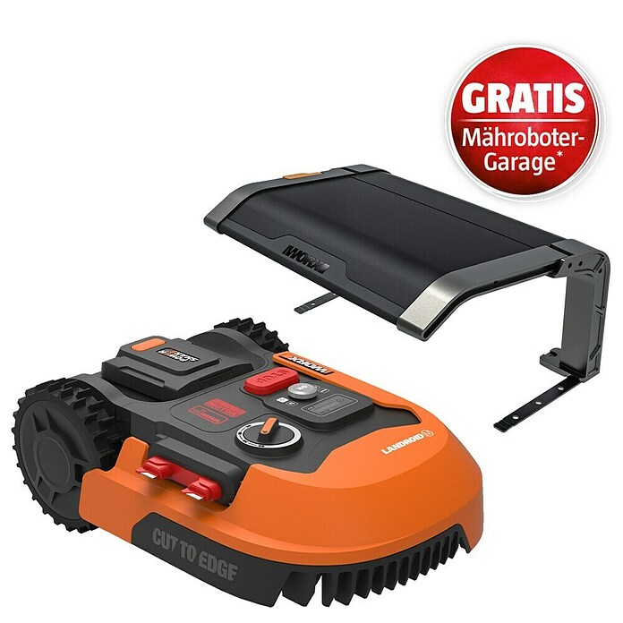 Worx PowerShare 20V Mähroboter-Set Landroid M500 Plus inkl. Garage (500 m², Schnittbreite: 18 cm, Induktionsgestützte Navigation, Begrenzungskabel) | BAUHAUS