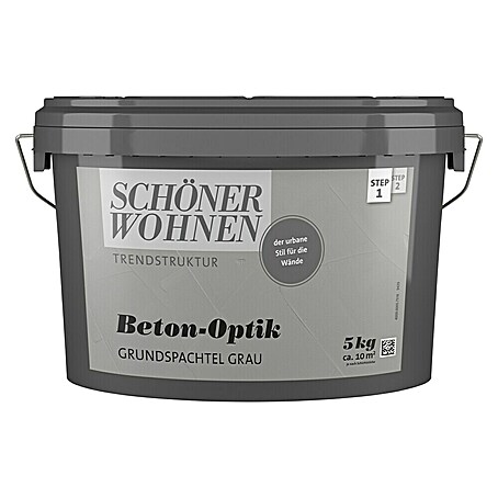 SCHÖNER WOHNEN-Farbe Trendstruktur Grundspachtel Beton-Optik (Grau, 5 kg, Matt)