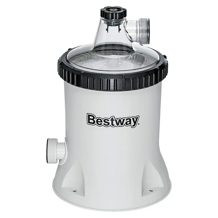 Bestway Filterpumpe - Ø x H: 27,2 x 42,1 cm, Filterleistung: 5.678 l/h - Bild eines Bestway-Poolfilters, der für sauberes Poolwasser sorgt, indem er Schmutz und Ablagerungen entfernt.