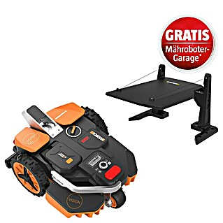 Worx PowerShare 20V Mähroboter-Set Landroid Vision M600 inkl. Garage (600 m², Schnittbreite: 18 cm, Kamera-gestützte Navigation)