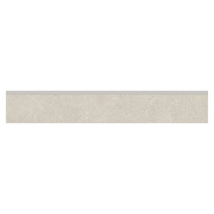 Zócalo cerámico Geo - 7,2 x 45 cm, Avorio, Espesor: 8,5 mm, 18 pzs. - Primer plano de una losa de piedra beige claro con un veteado sutil, ideal para interiores elegantes y diseños atemporales.